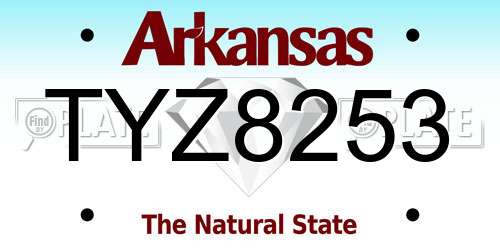 TYZ8253 Arkansas License Plate