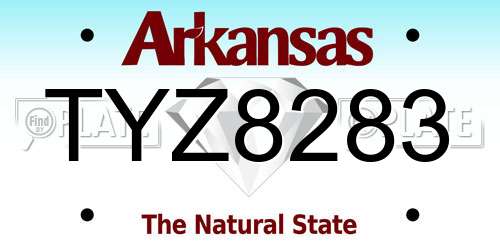 TYZ8283 Arkansas License Plate