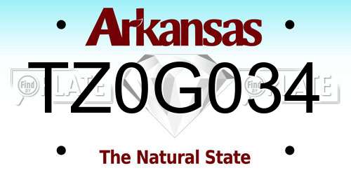 TZ0G034 Arkansas License Plate