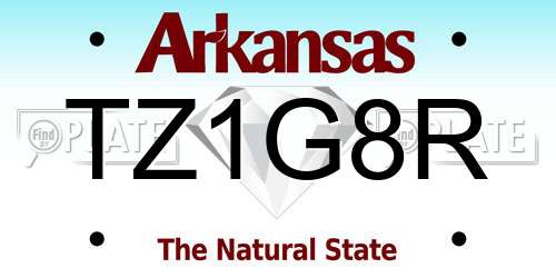TZ1G8R Arkansas License Plate