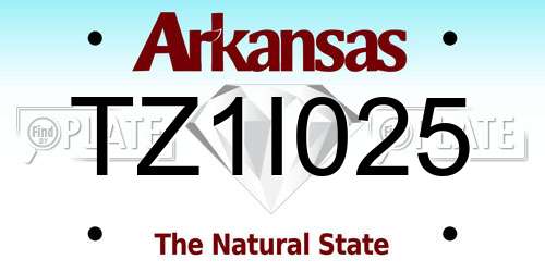 TZ1I025 Arkansas License Plate
