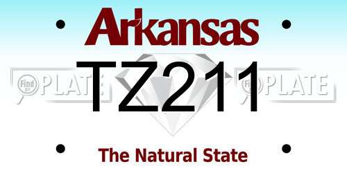 TZ211 Arkansas License Plate