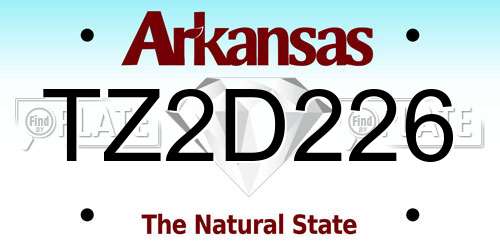TZ2D226 Arkansas License Plate