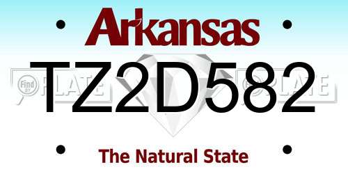 TZ2D582 Arkansas License Plate