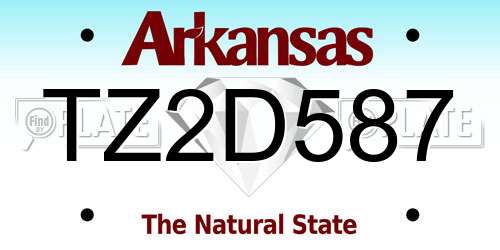 TZ2D587 Arkansas License Plate