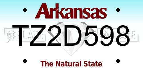 TZ2D598 Arkansas License Plate