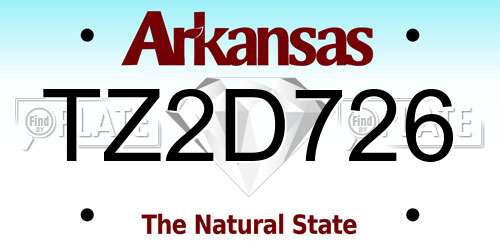 TZ2D726 Arkansas License Plate