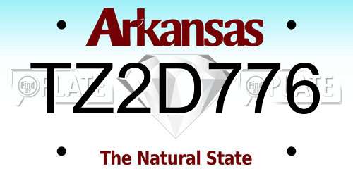 TZ2D776 Arkansas License Plate