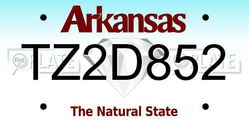 TZ2D852 Arkansas License Plate