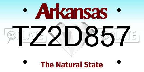 TZ2D857 Arkansas License Plate