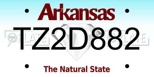 TZ2D882 Arkansas License Plate