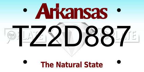 TZ2D887 Arkansas License Plate