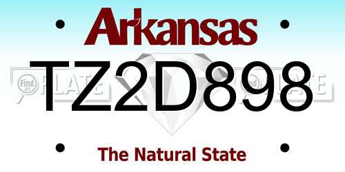 TZ2D898 Arkansas License Plate