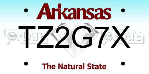 TZ2G7X Arkansas License Plate
