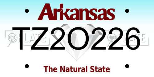 TZ2O226 Arkansas License Plate