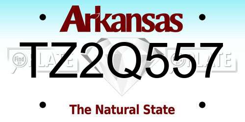 TZ2Q557 Arkansas License Plate