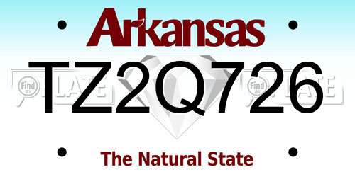 TZ2Q726 Arkansas License Plate