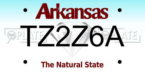 TZ2Z6A Arkansas License Plate