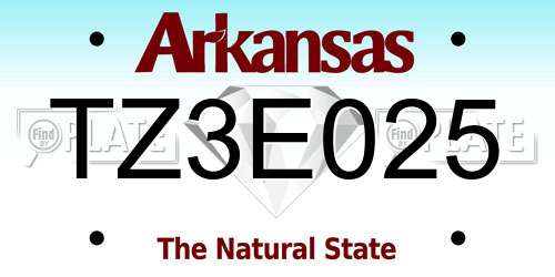 TZ3E025 Arkansas License Plate