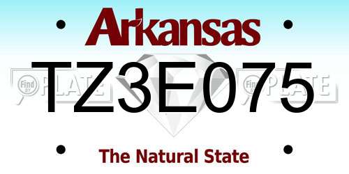TZ3E075 Arkansas License Plate