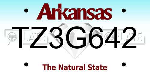 TZ3G642 Arkansas License Plate
