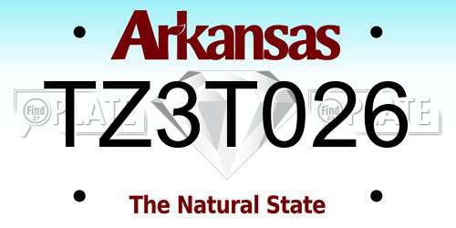 TZ3T026 Arkansas License Plate
