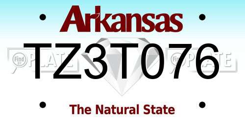 TZ3T076 Arkansas License Plate