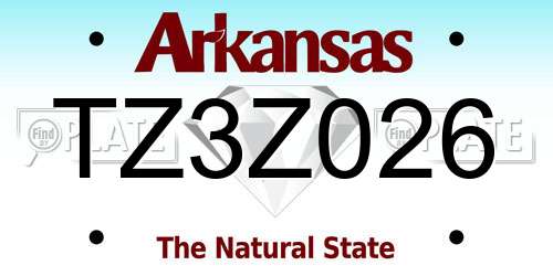 TZ3Z026 Arkansas License Plate