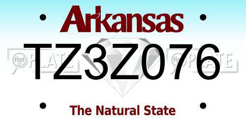 TZ3Z076 Arkansas License Plate