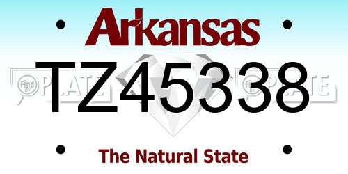 TZ45338 Arkansas License Plate