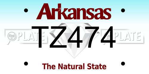 TZ474 Arkansas License Plate