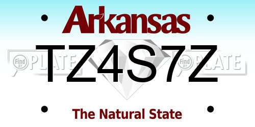 TZ4S7Z Arkansas License Plate