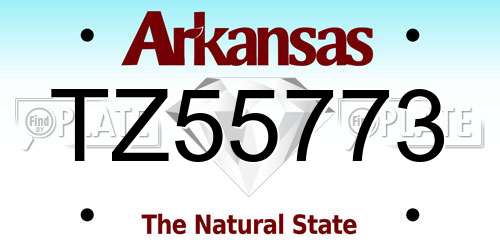 TZ55773 Arkansas License Plate