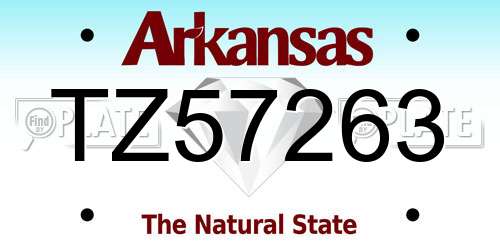 TZ57263 Arkansas License Plate