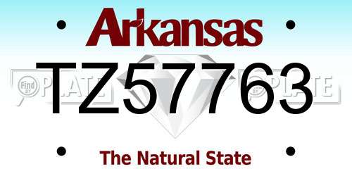 TZ57763 Arkansas License Plate