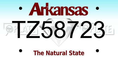 TZ58723 Arkansas License Plate