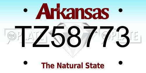 TZ58773 Arkansas License Plate