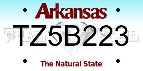 TZ5B223 Arkansas License Plate