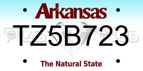 TZ5B723 Arkansas License Plate