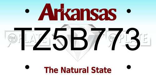 TZ5B773 Arkansas License Plate