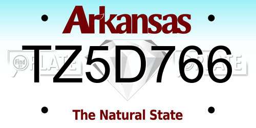 TZ5D766 Arkansas License Plate