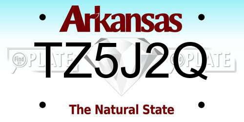 TZ5J2Q Arkansas License Plate