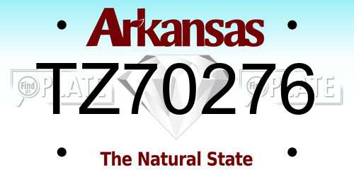 TZ70276 Arkansas License Plate