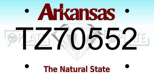 TZ70552 Arkansas License Plate