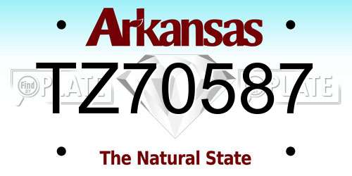 TZ70587 Arkansas License Plate