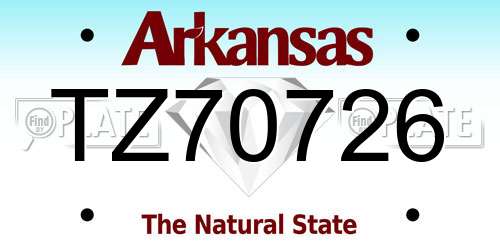 TZ70726 Arkansas License Plate