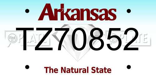 TZ70852 Arkansas License Plate