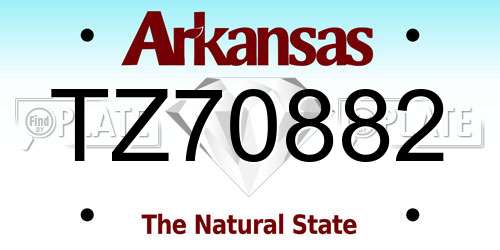 TZ70882 Arkansas License Plate