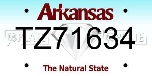 TZ71634 Arkansas License Plate