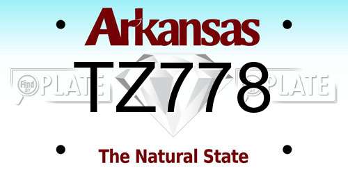 TZ778 Arkansas License Plate